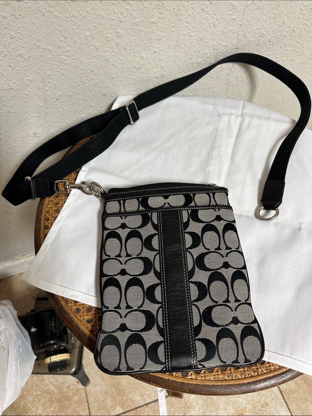 Coach Black and Gray Signature Crossbody Bag